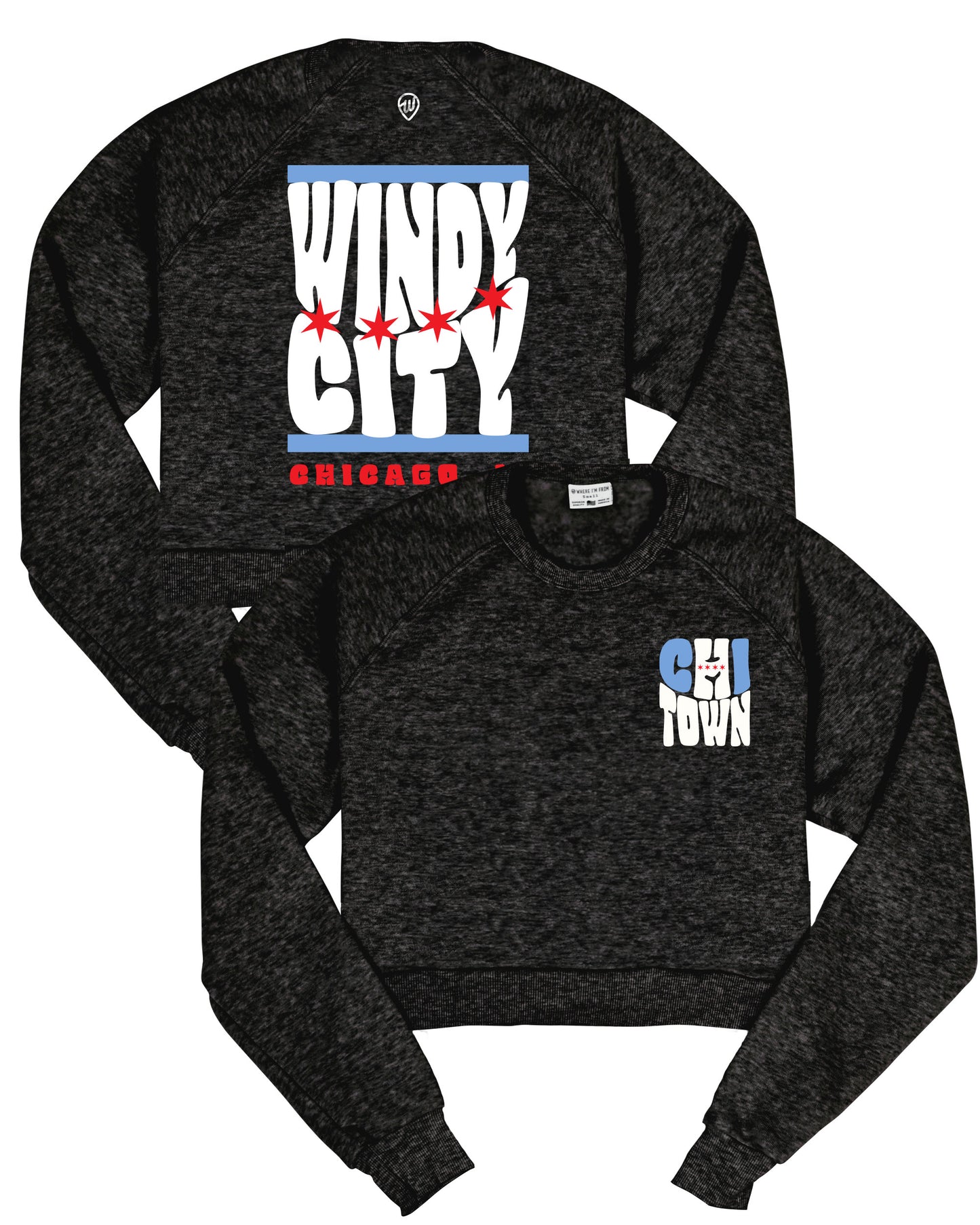 CHI Windy City Front/Back Cropped Crew Sweatshirt