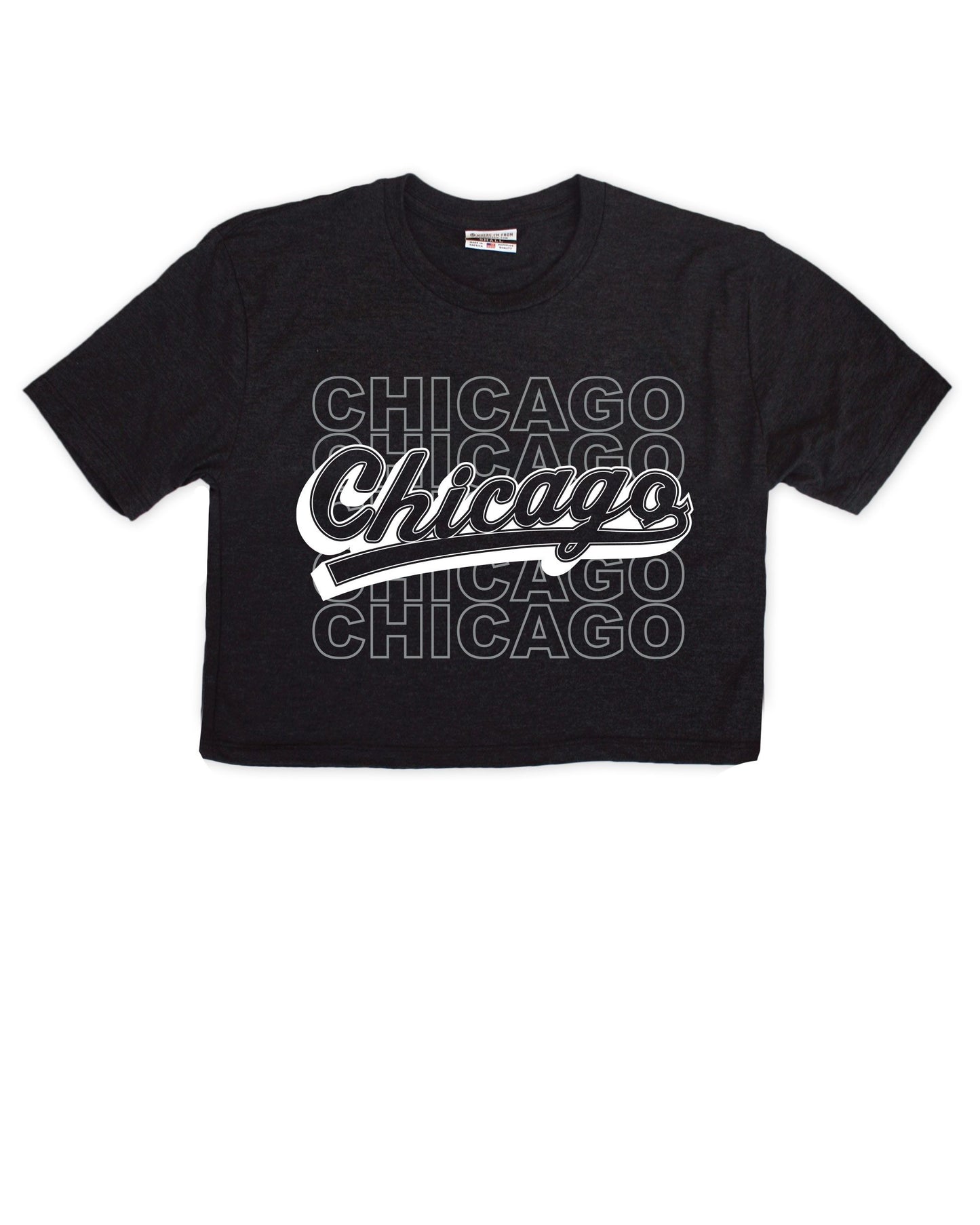 Chicago Repeat Script Cropped Tee