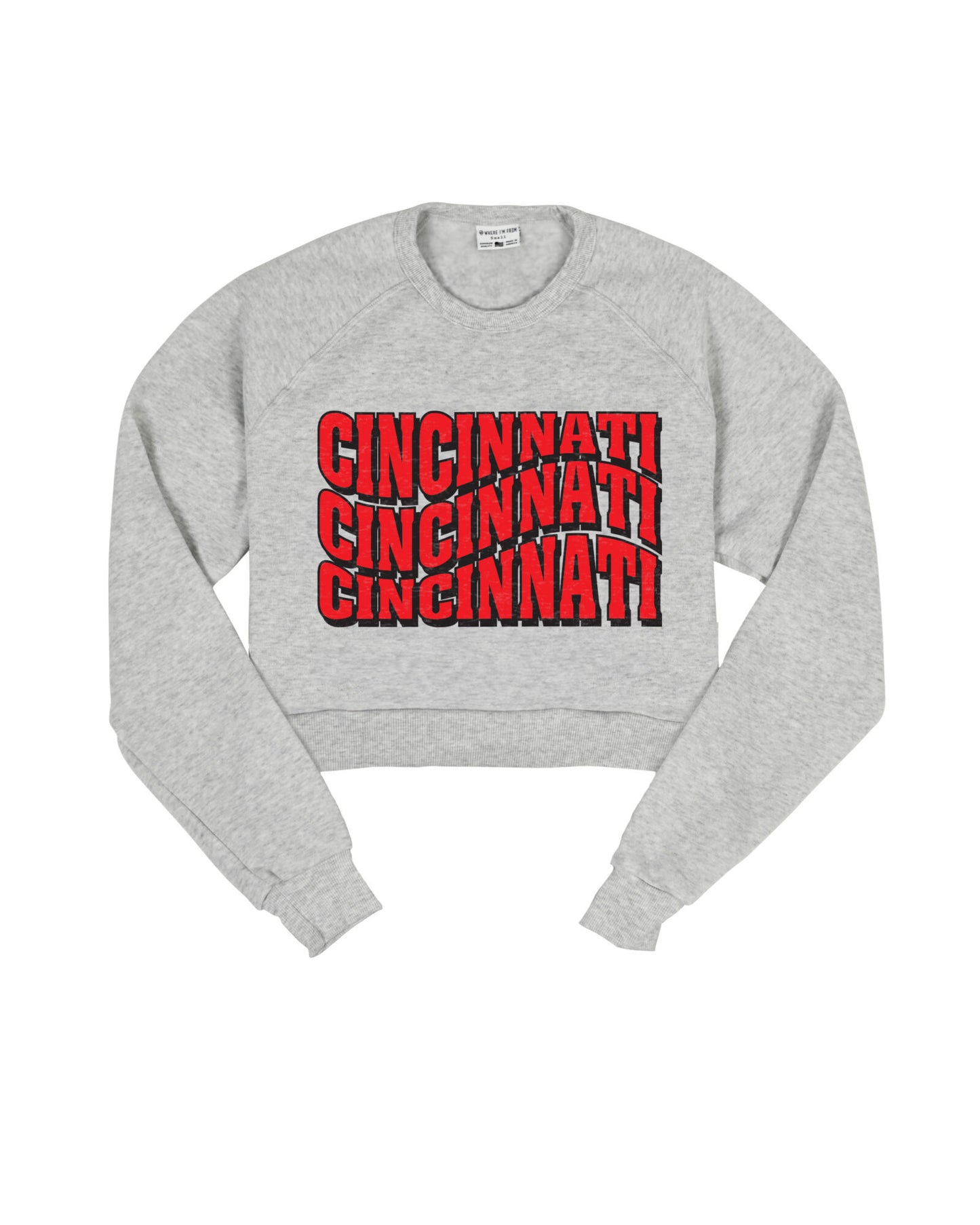 Cincinnati Repeat Wavy Cropped Crew Sweatshirt