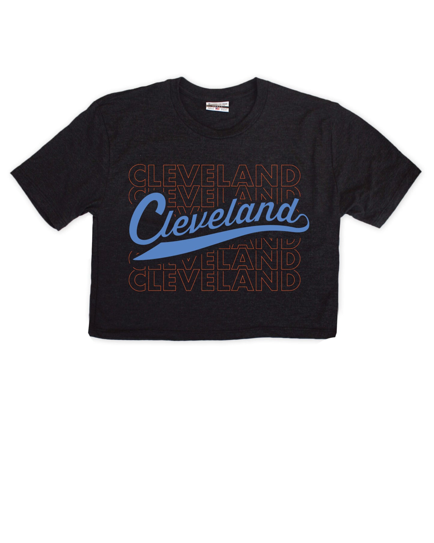 Cleveland Repeat Script Cropped Tee
