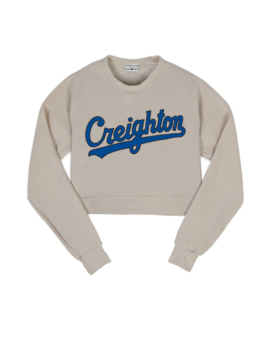 Creighton Script Cropped Crew Sweatshirt