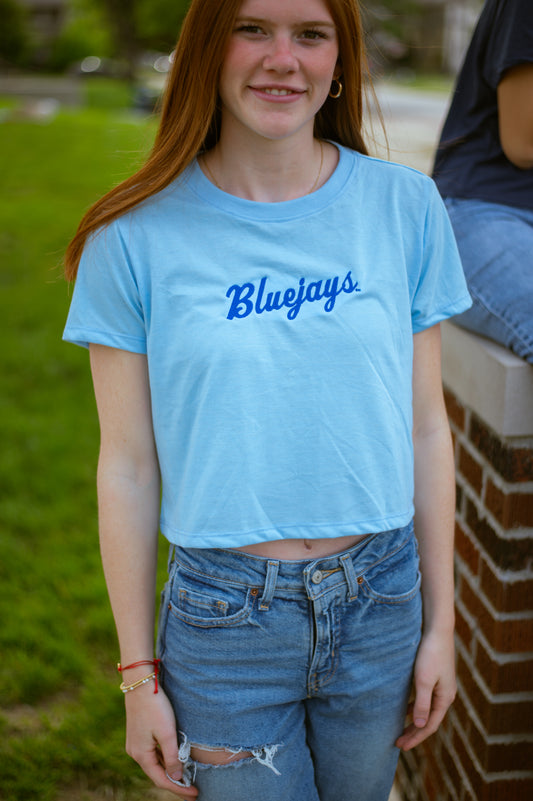 Bluejays Embroidered Cropped Tee