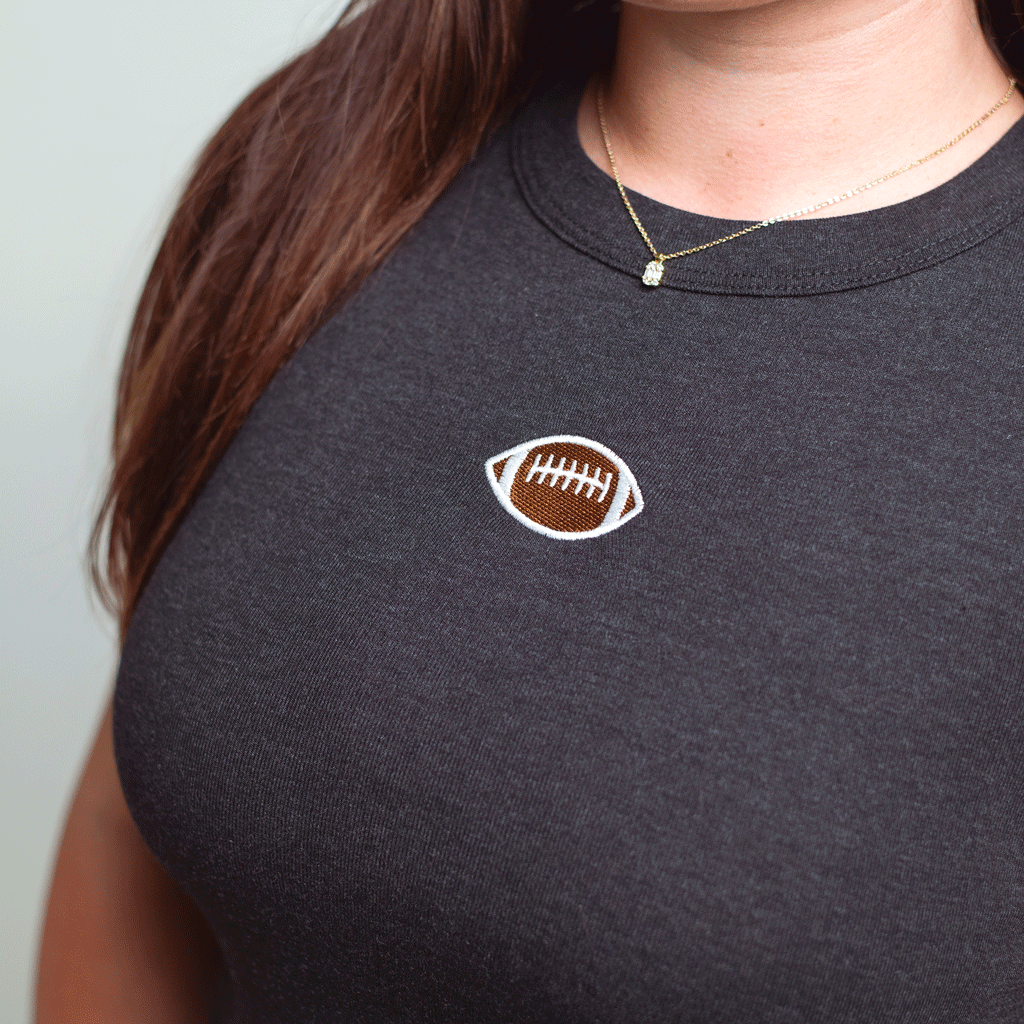 Football Embroidered High Neck Tank