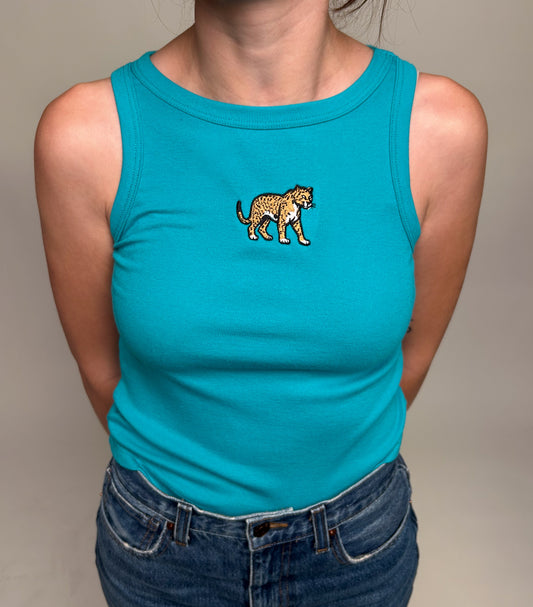 Embroidered Jaguar High Neck Tank