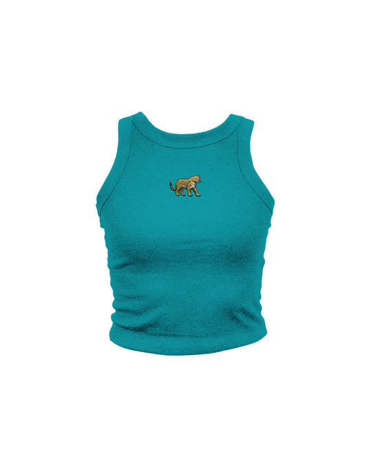 Embroidered Jaguar High Neck Tank
