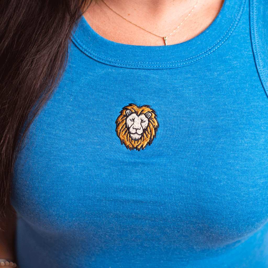 Lion Embroidered High Neck Tank