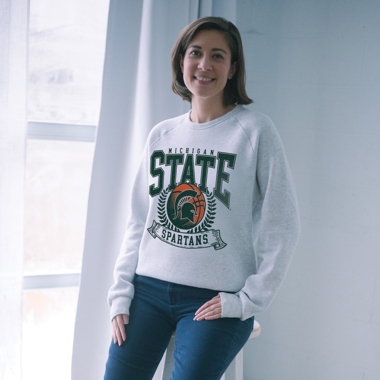 MSU Spartans Basketball Crew Sweatshirt