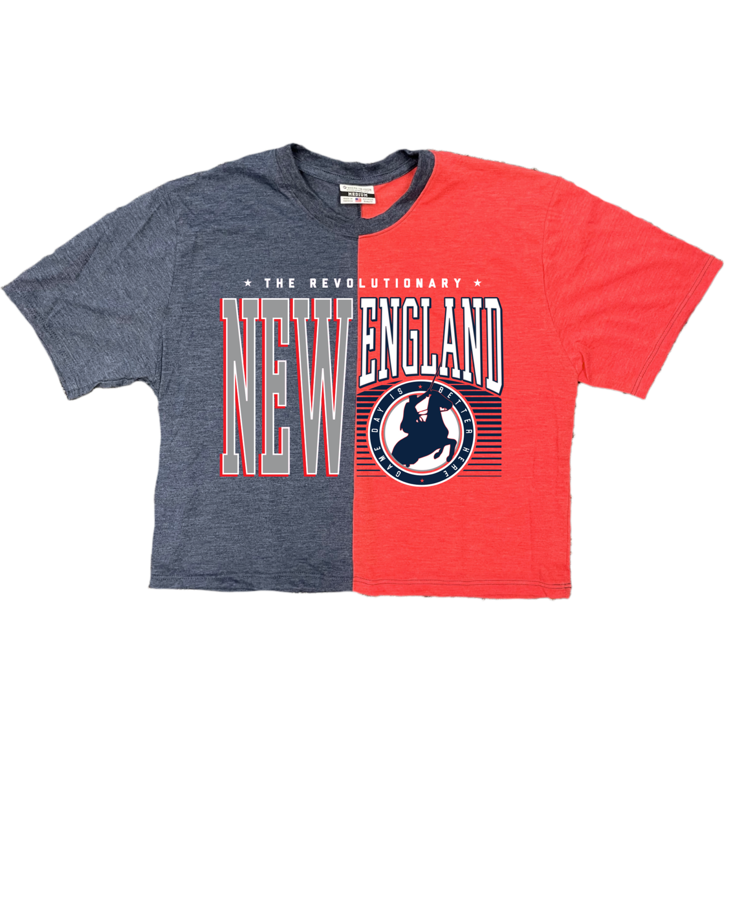 New England Split Cropped Tee