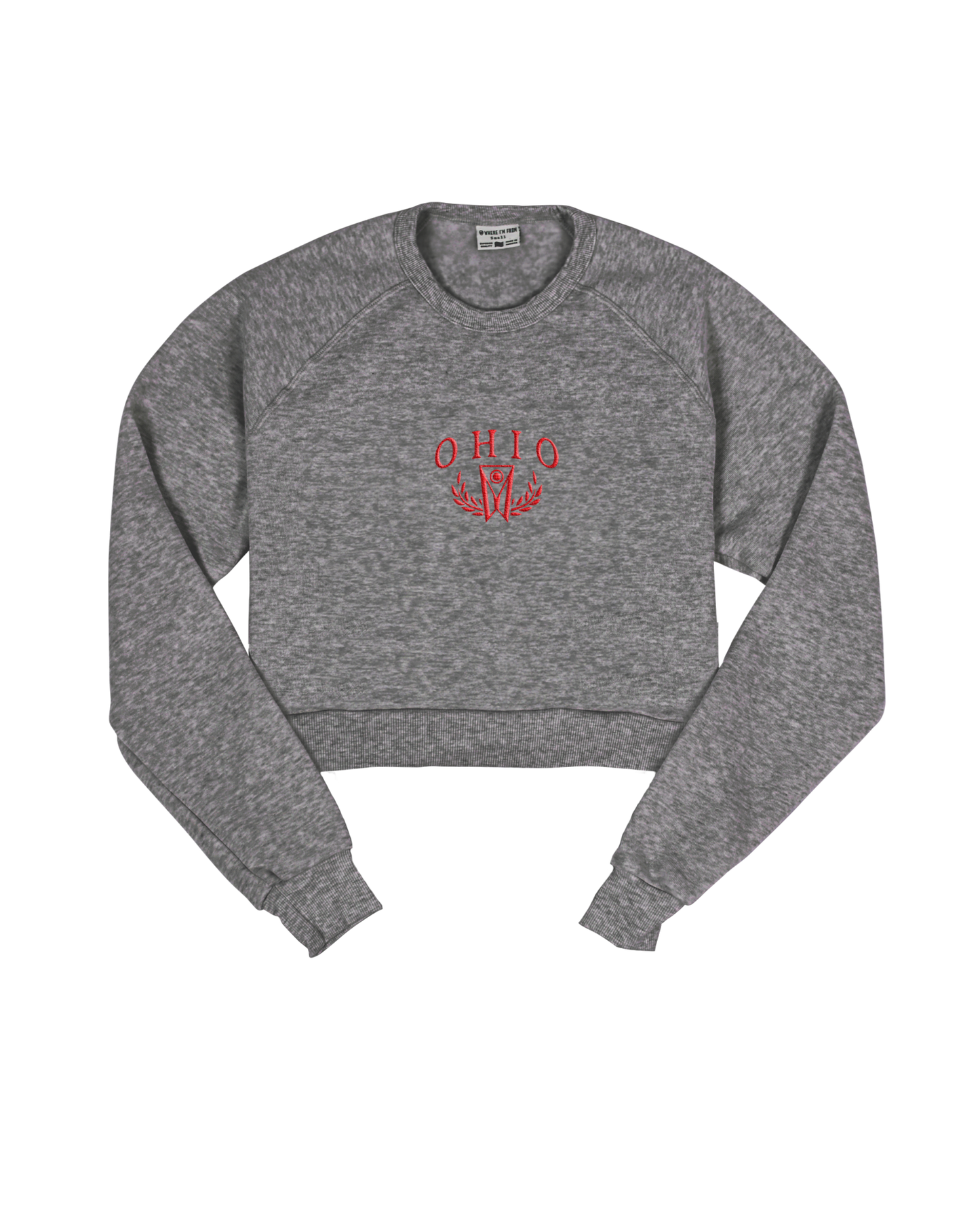 Ohio Flag Embroidered Cropped Crew Sweatshirt