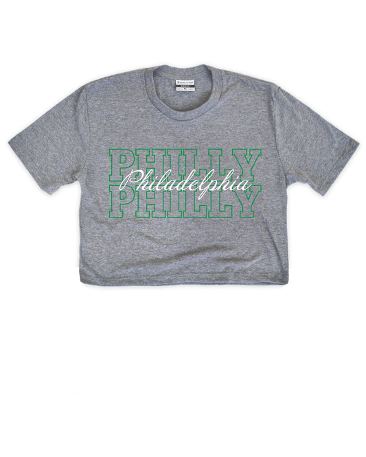 Philly Repeat Script Cropped Tee