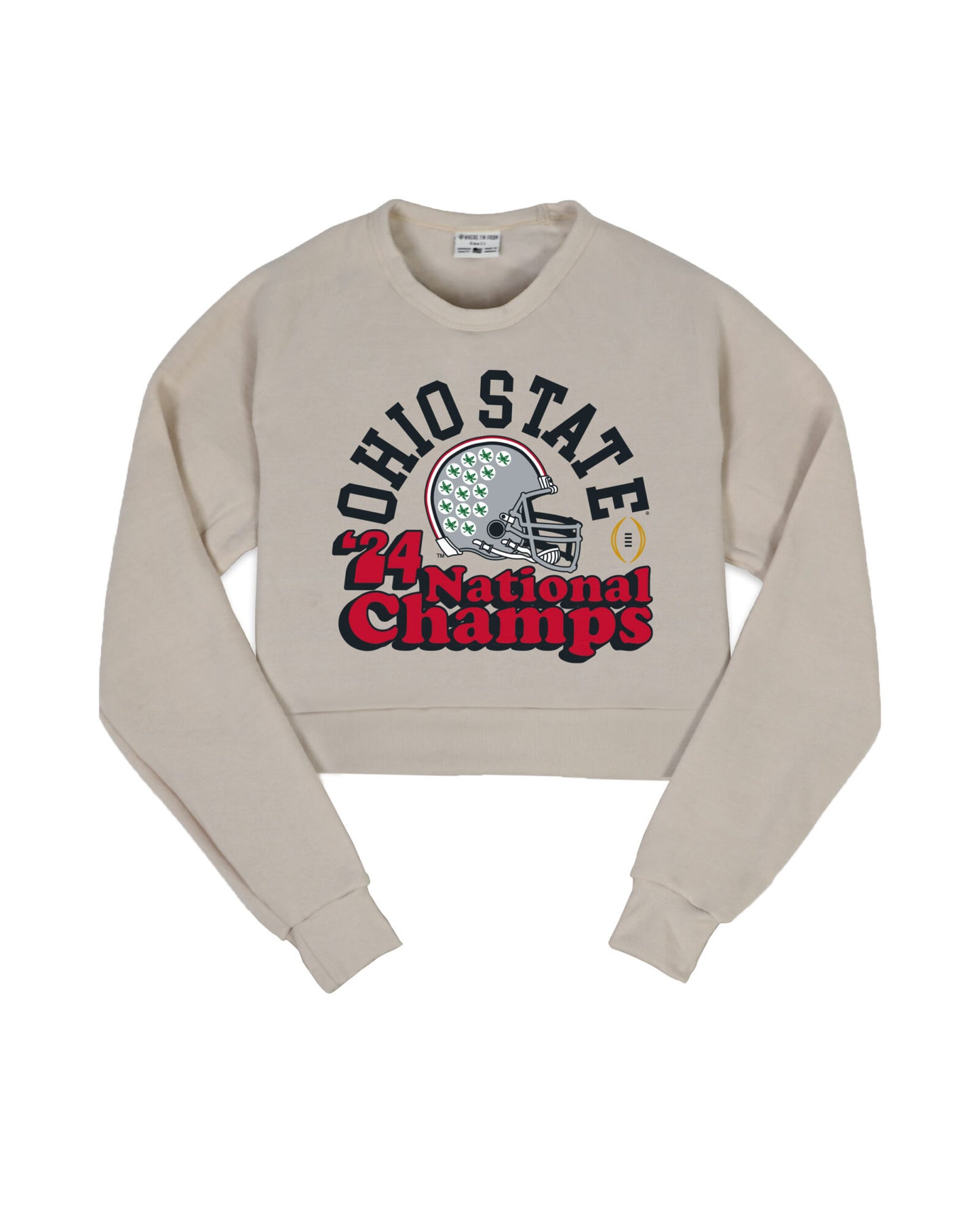 Ohio State Buckeyes College Football Playoff 2024 National Champions Women's Cropped Crew Sweatshirt