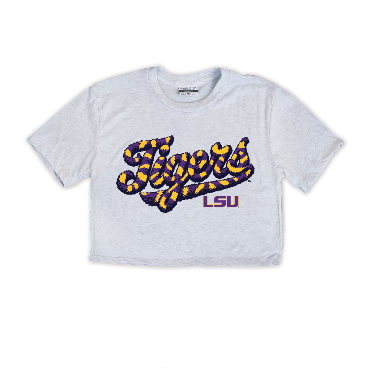 LSU Tiger Tail Script Cropped Tee