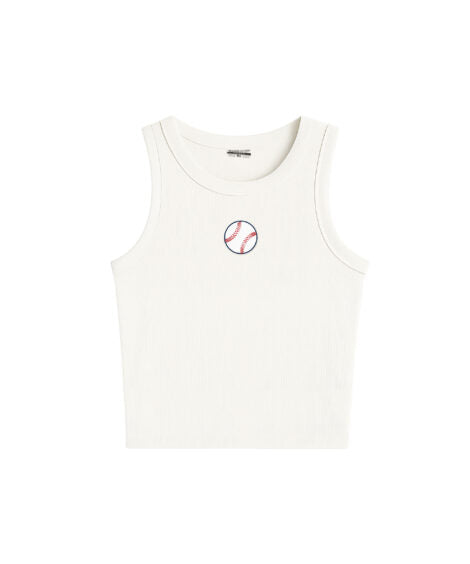 Baseball Embroidered High Neck Tank
