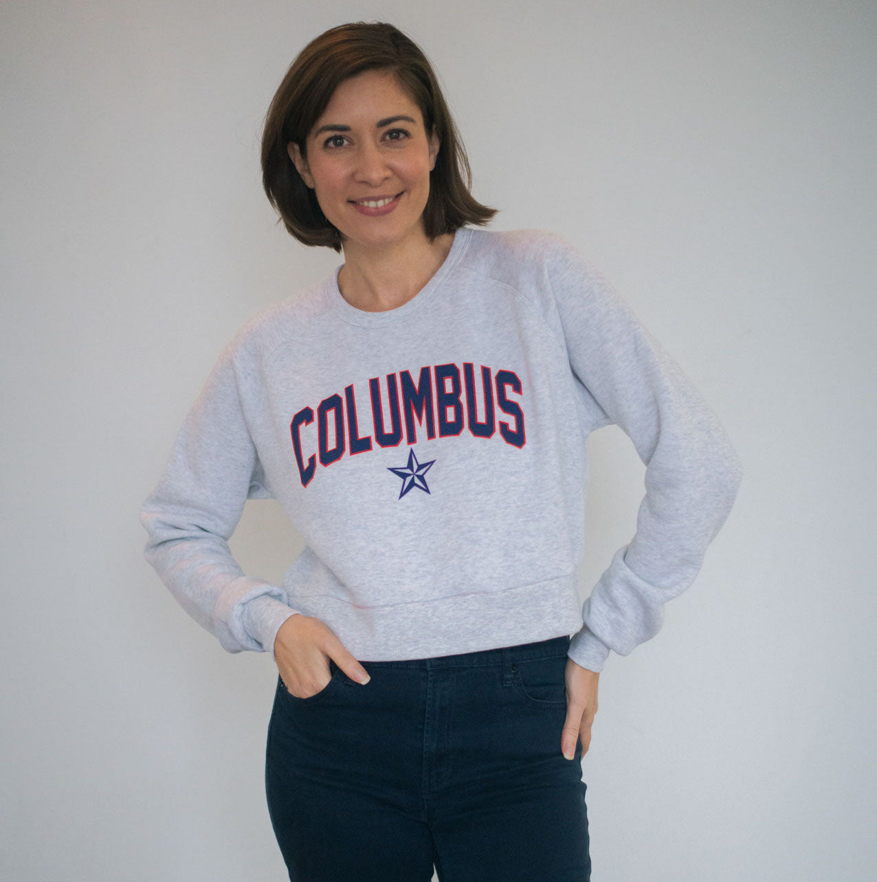 Columbus Star Jersey Cropped Crew Sweatshirt