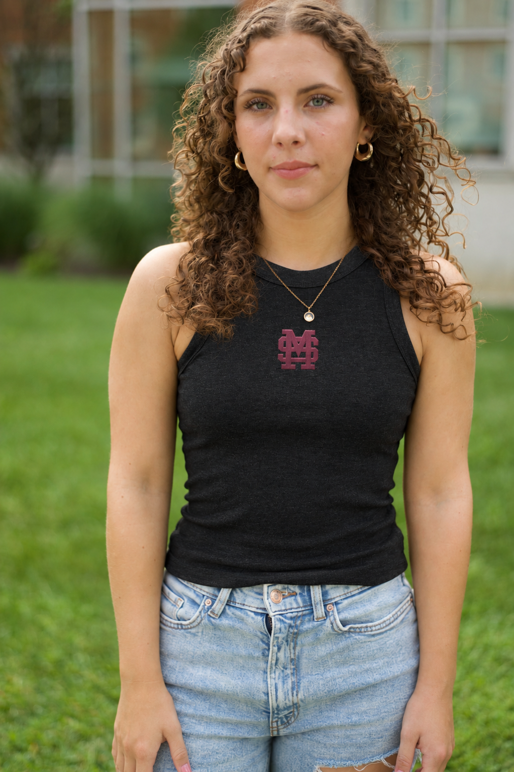MSU Embroidered Baseball Logo High Neck Tank