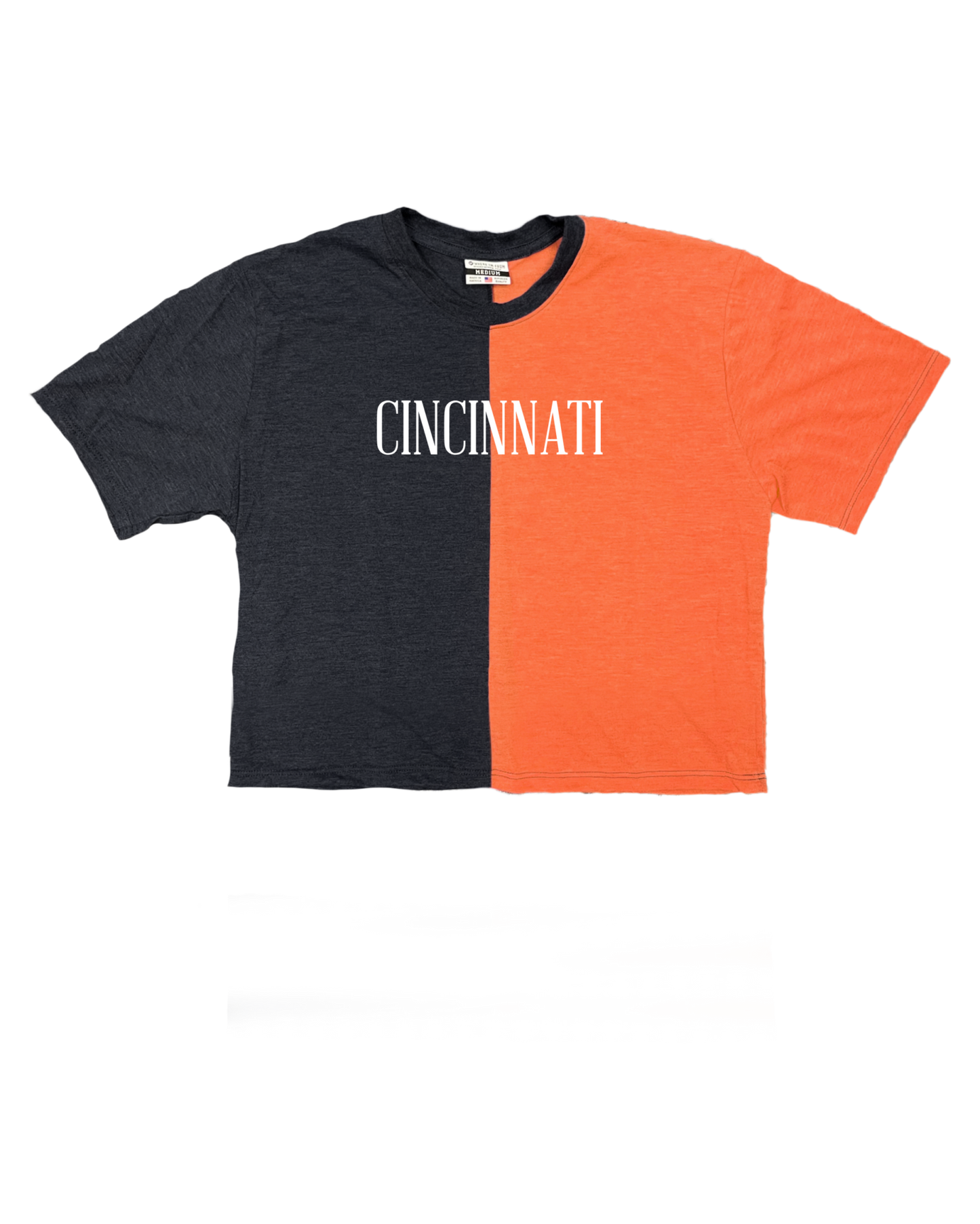 Cincinnati Embroidered Split Cropped Tee