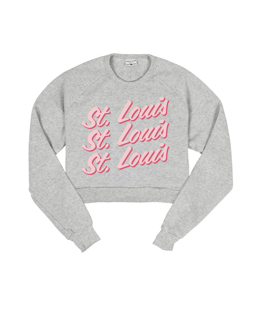 St. Louis Script Repeat Cropped Crew Sweatshirt