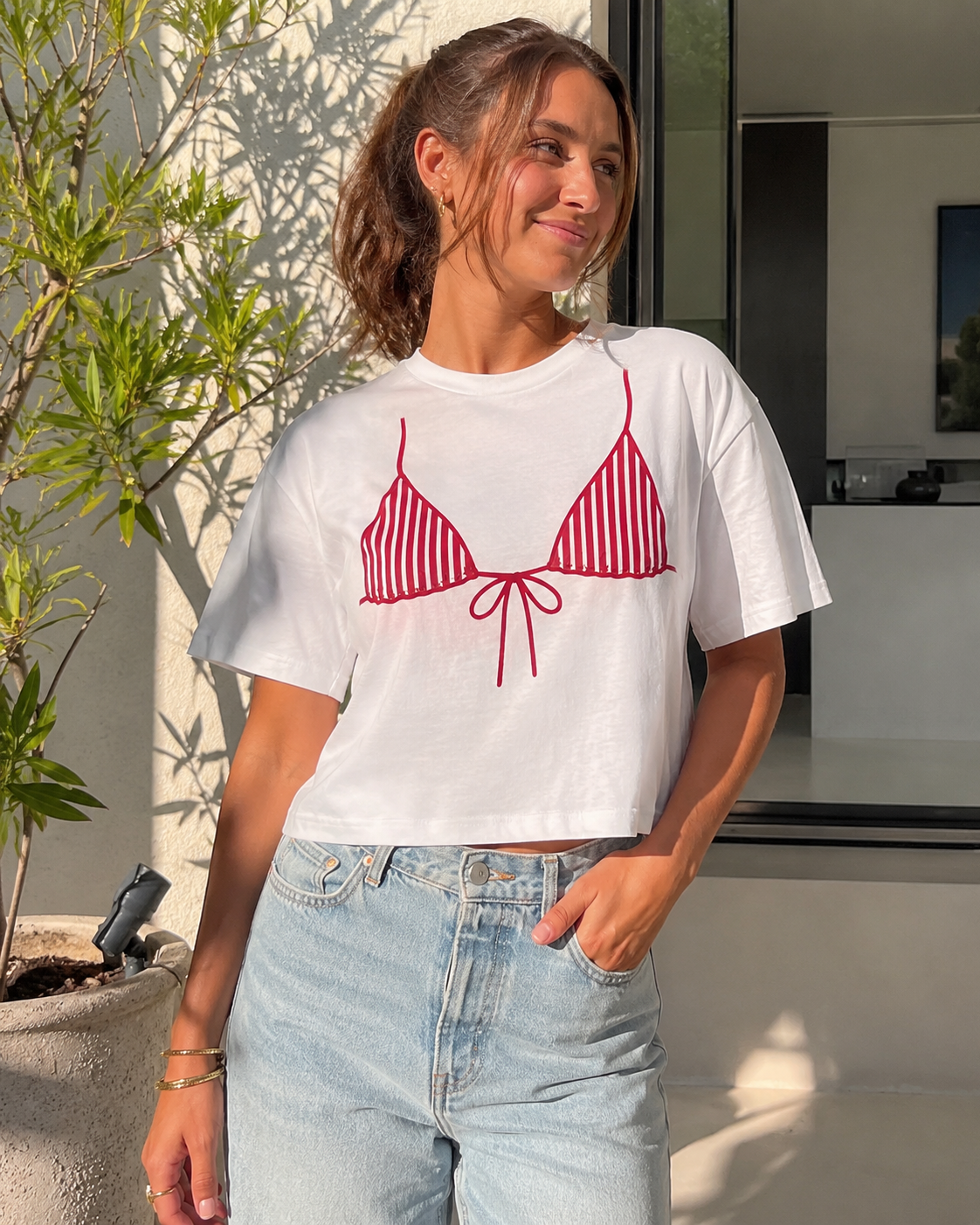 Striped Bikini Easy Tee