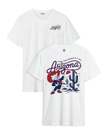 White t-shirt 'The University of Arizona' graphic design white background
