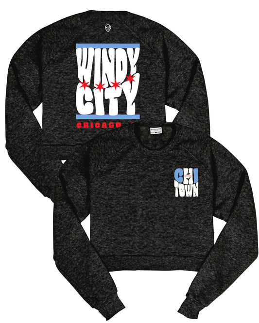 CHI Windy City Front/Back Cropped Crew Sweatshirt