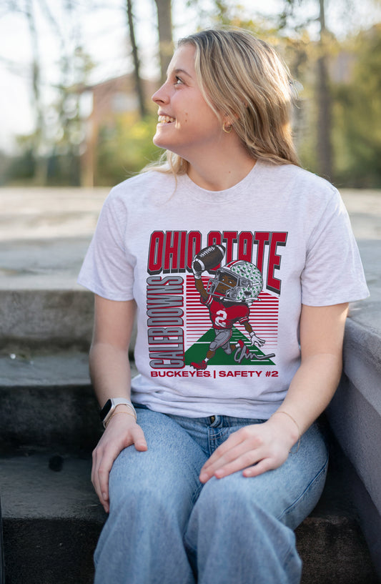 Caleb Downs Ohio State Caricature Tee