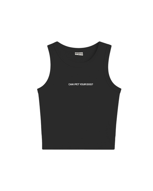 Can I Pet Your Dog Embroidered High Neck Tank