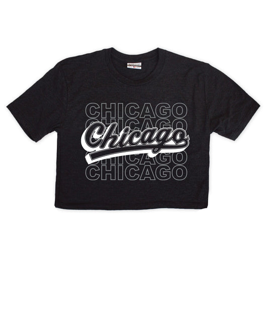 Chicago Repeat Script Cropped Tee