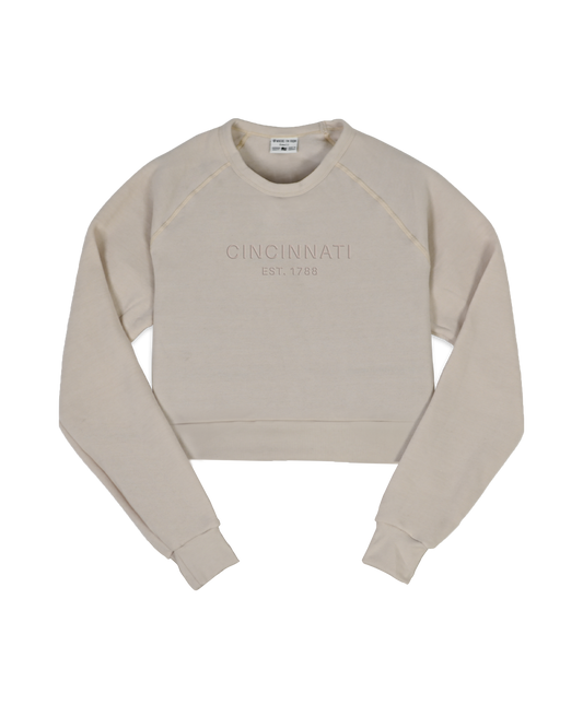 Cincinnati Embroidered Cropped Crew Sweatshirt