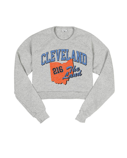 Cleveland Arch Retro State Cropped Crew Sweatshirt