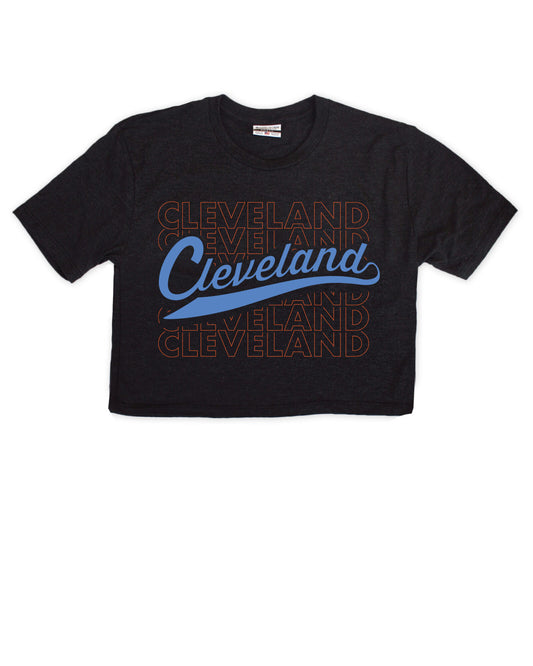 Cleveland Repeat Script Cropped Tee