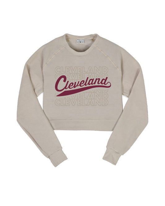 Cleveland Repeat Script Cropped Crew Sweatshirt