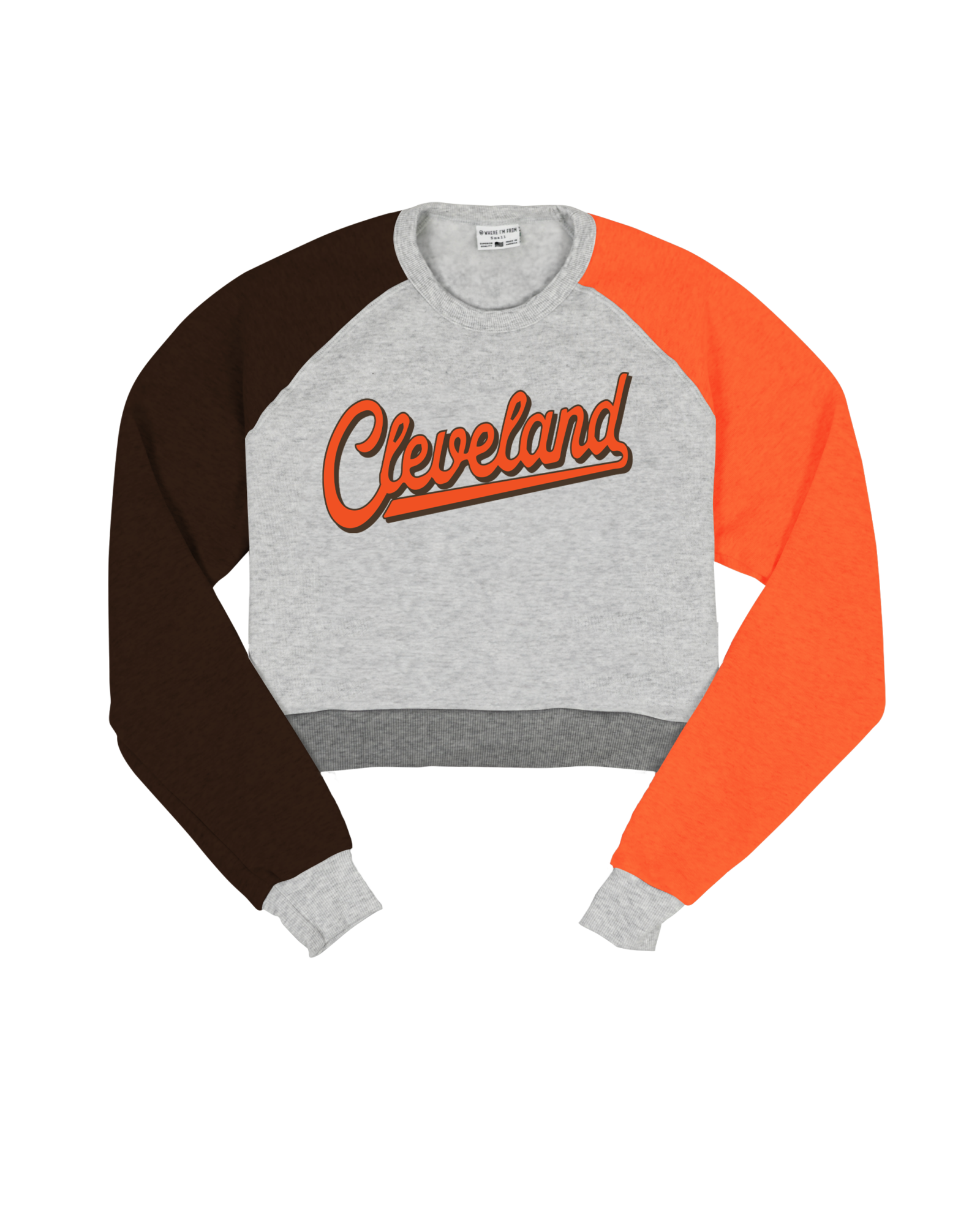 Cleveland Script Quad Cropped Crew Sweatshirt