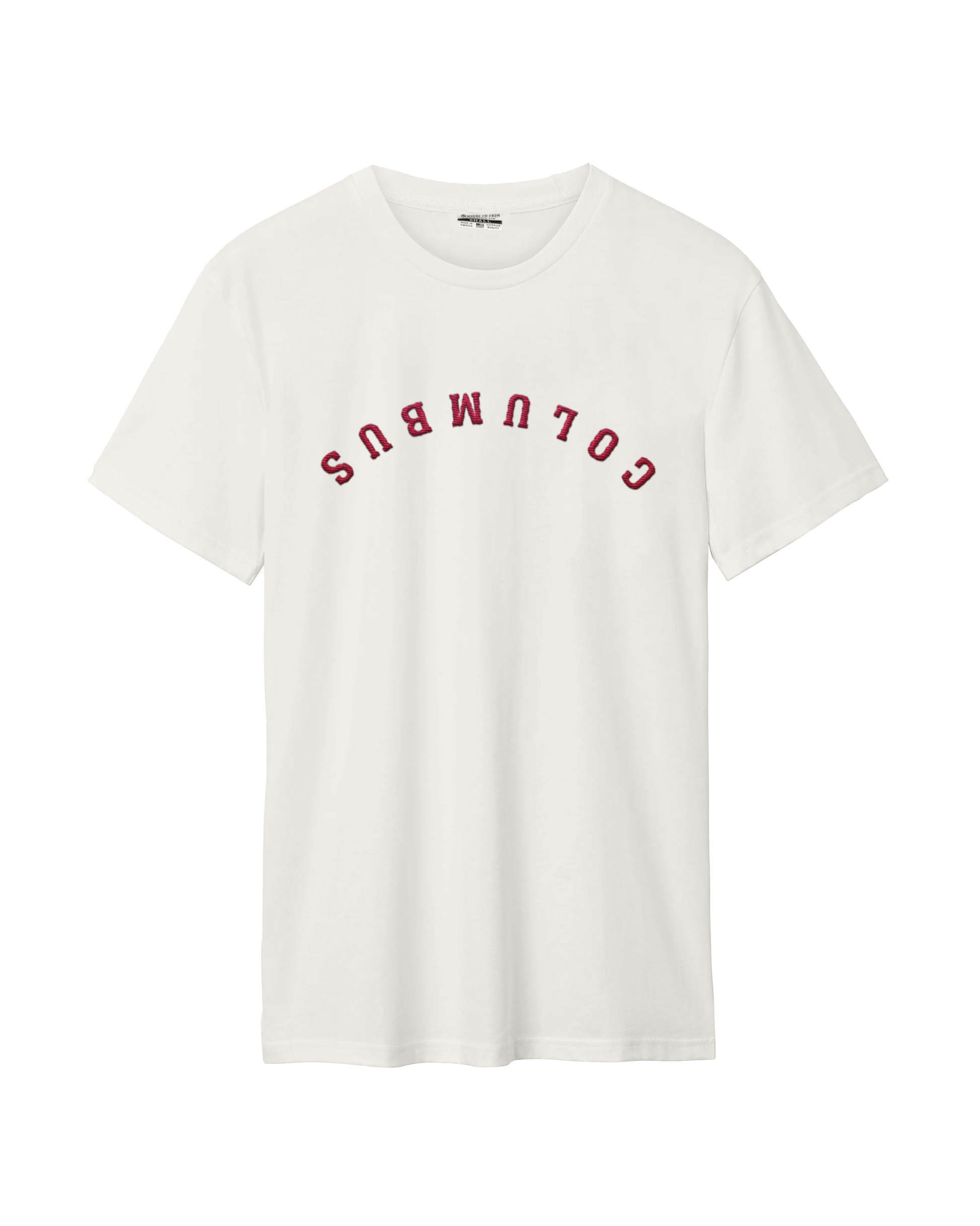 Columbus Upside Down Embroidered Cotton Tee