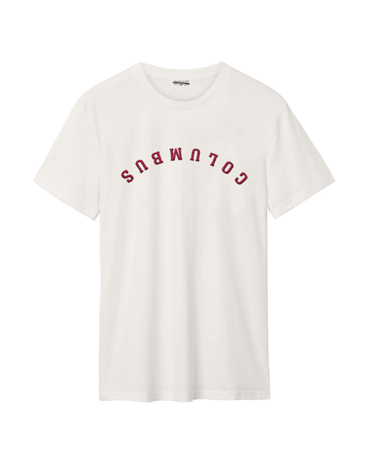 Columbus Upside Down Embroidered Cotton Tee