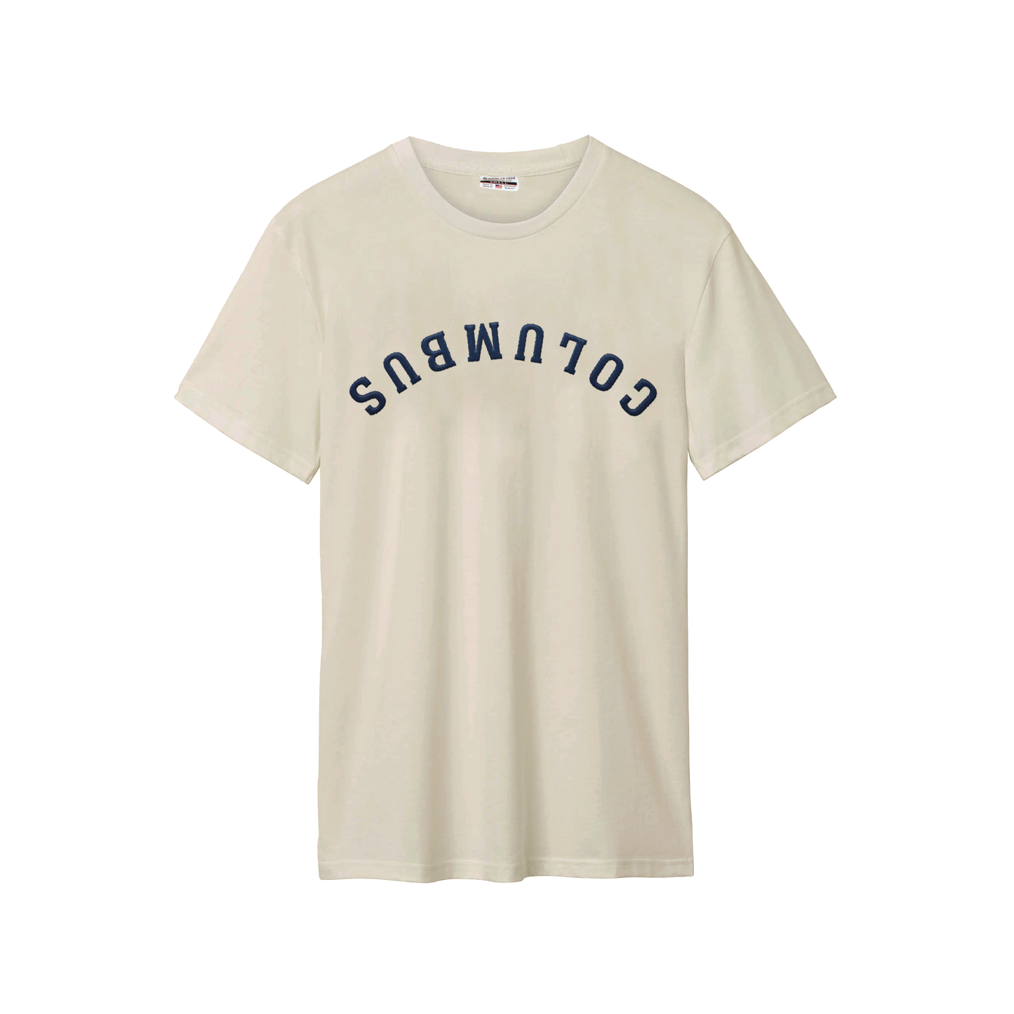 Columbus Upside Down Embroidered Cotton Tee