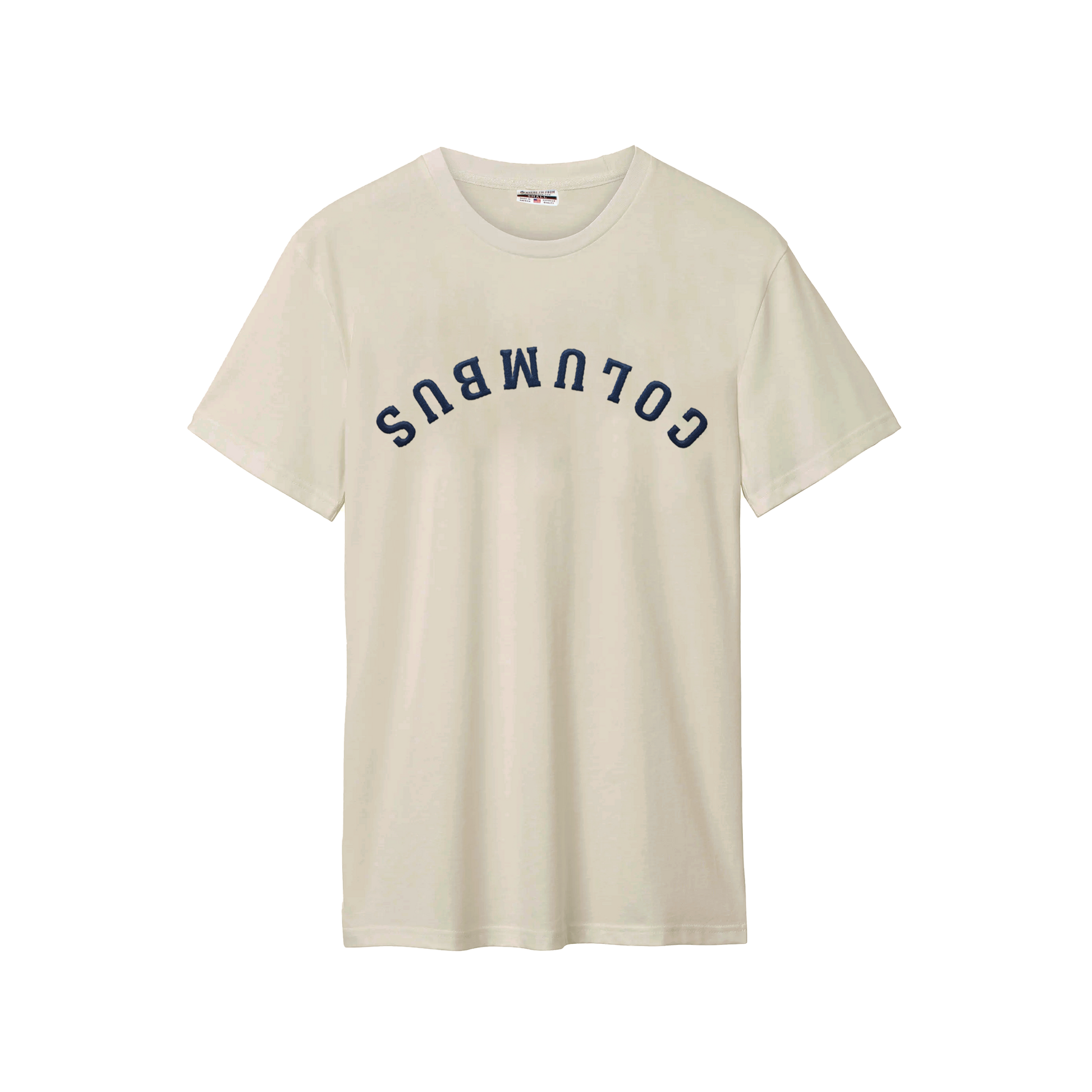 Columbus Upside Down Embroidered Cotton Tee