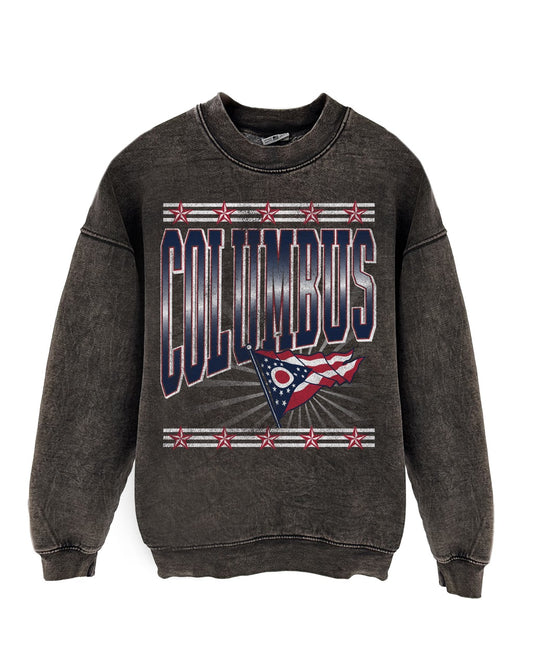 Columbus Retro Flag Cotton Crew Crew Sweatshirt