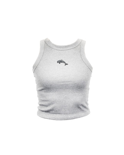 Embroidered Dolphin High Neck Tank