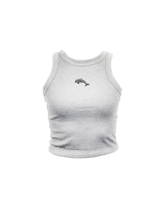 Embroidered Dolphin High Neck Tank