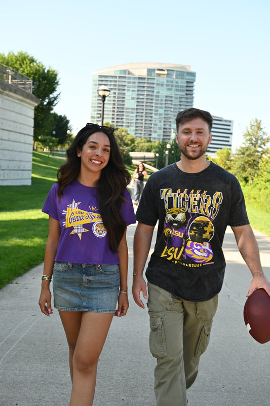 LSU Pennant Cropped Tee