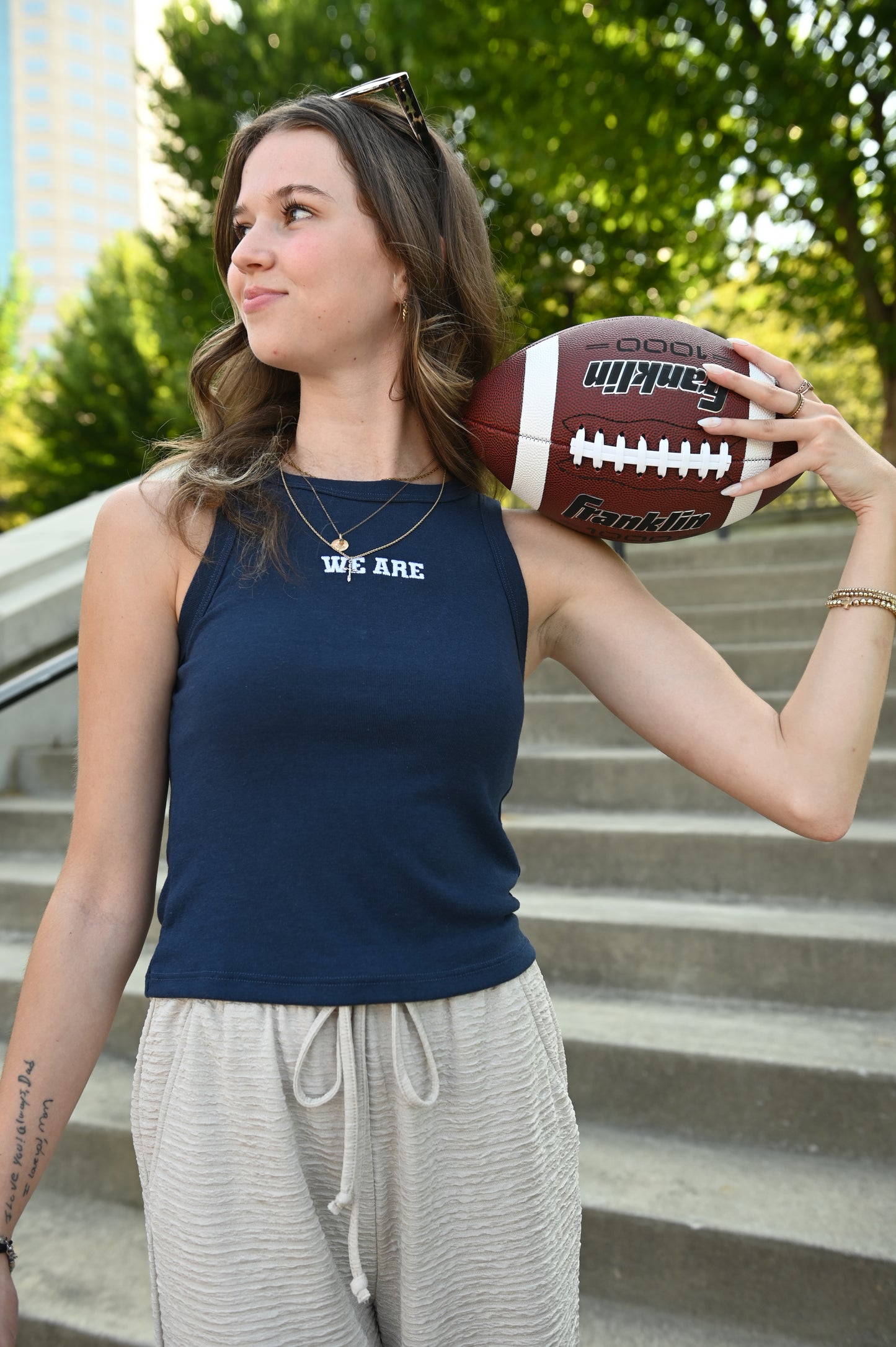 We Are Embroidered High Neck Tank
