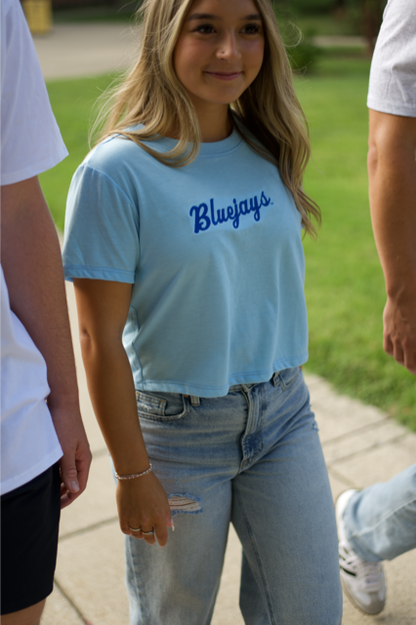 Bluejays Embroidered Cropped Tee