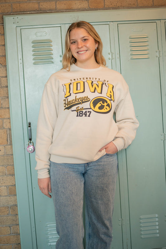 University of Iowa Hawkeyes Est. 1847 Crew Sweatshirt