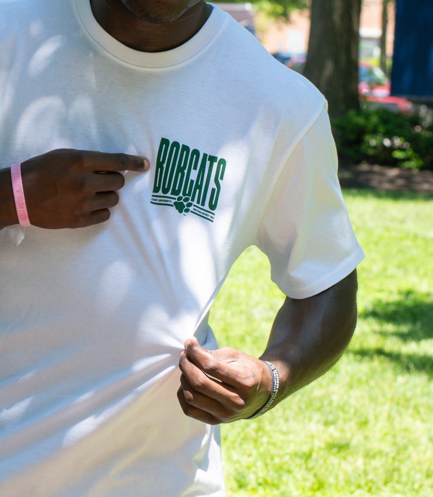 OU Lockup Bobcat Pennant Front/Back Cotton Tee
