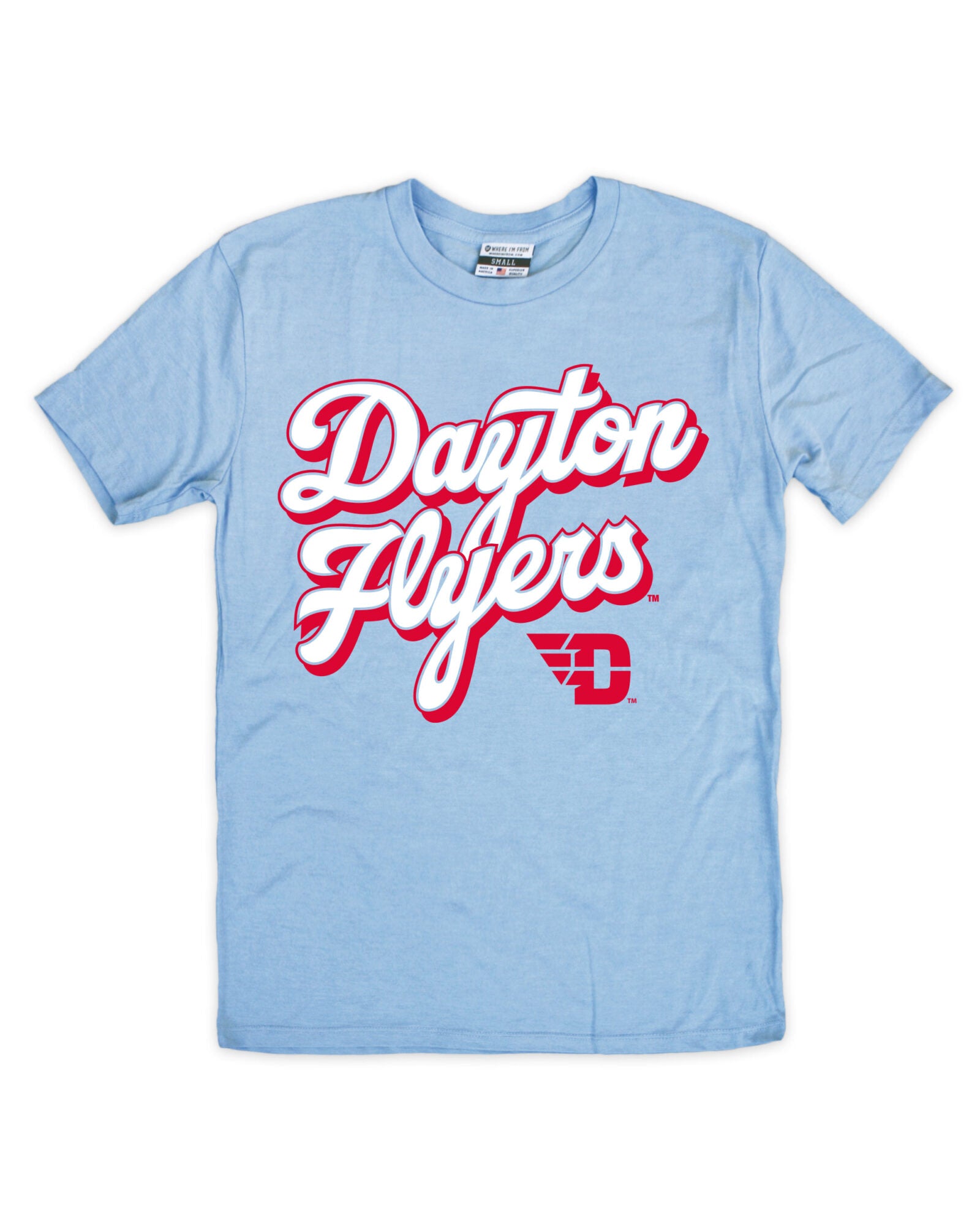Dayton Flyers Script Light Blue Crew - Where I'm From Apparel