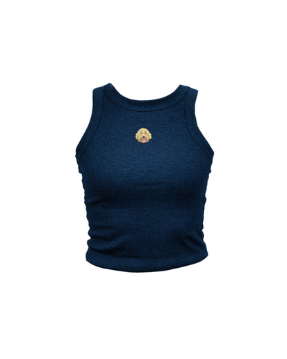 Daisy Embroidered High Neck Tank