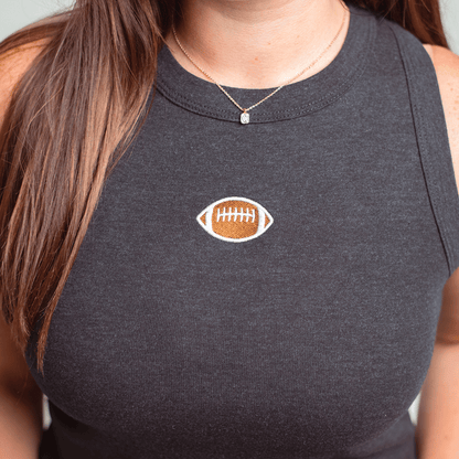 Football Embroidered High Neck Tank