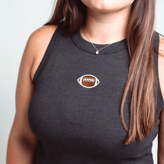 Football Embroidered High Neck Tank