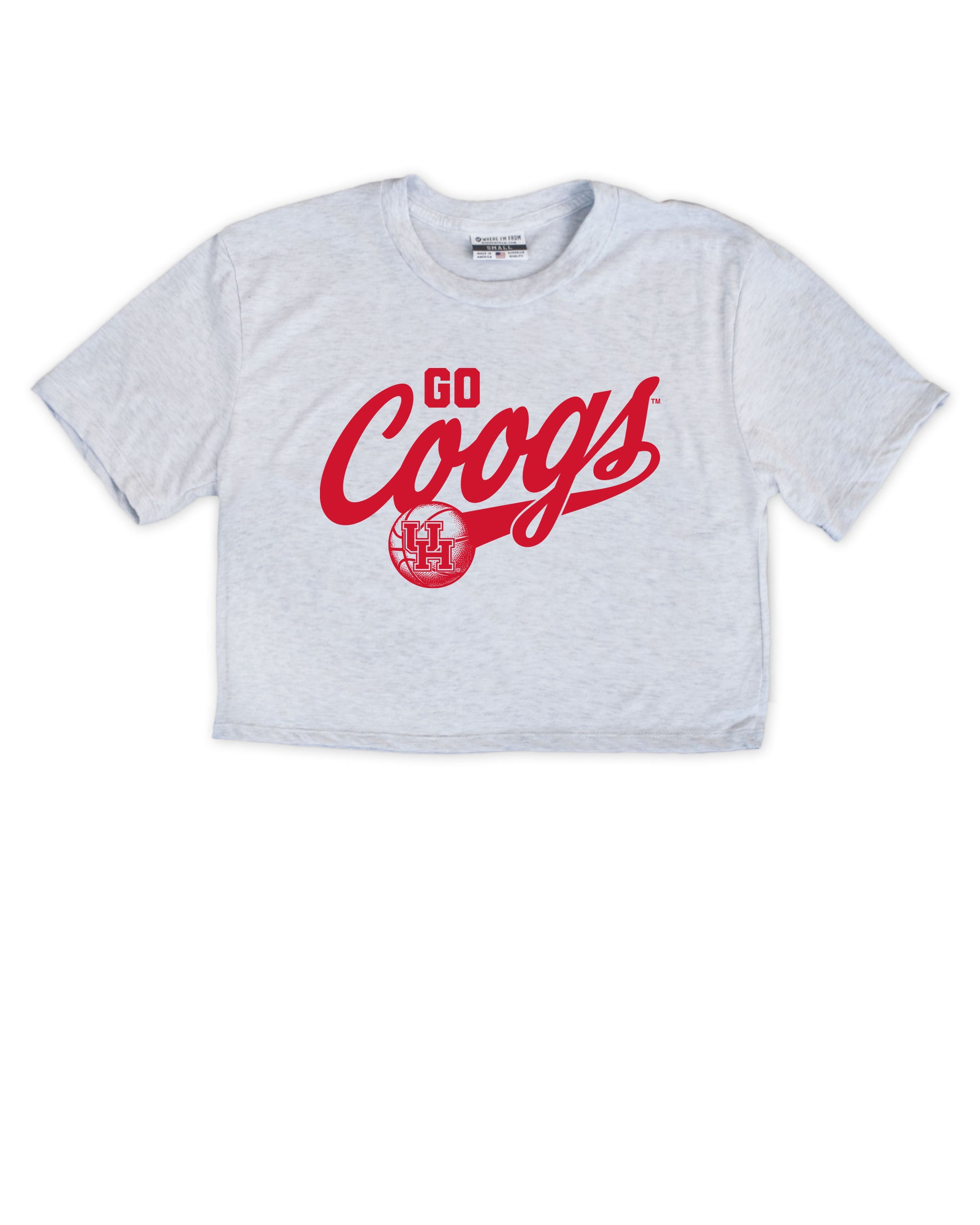 Light Gray t-shirt with red 'GO COOGS' text on a white background