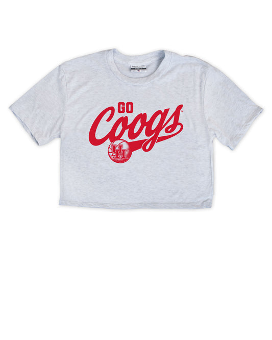 Light Gray t-shirt with red 'GO COOGS' text on a white background
